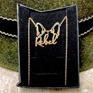 Brand New Sterling Silver Rebel Dog Ears German Shepherd Rose Gold 14” Necklace